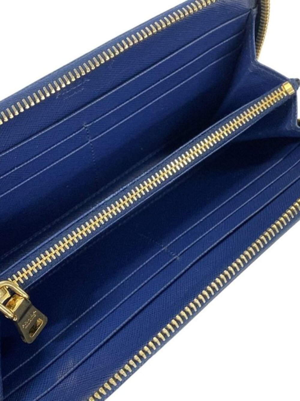 Prada Wallet Navy Zip Around Leather - Picture 3 of 6
